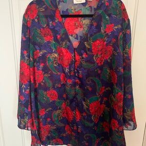 Victoria's Secret Vibrant Red and Purple Floral Robe